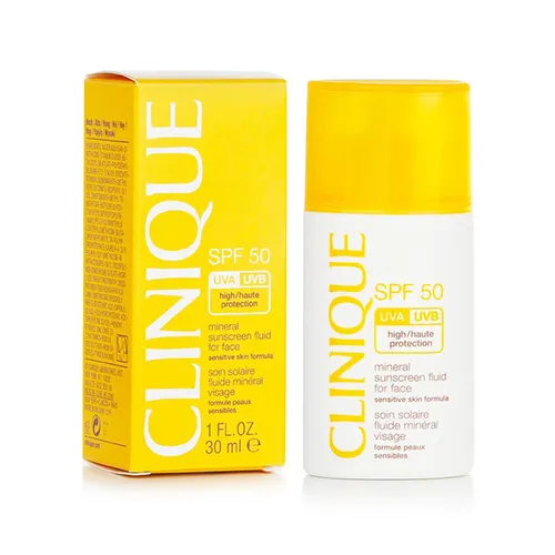 فلوئید ضد آفتاب مینرال کلینیک با SPF50 بی رنگ مناسب پوست حساس 30 میل