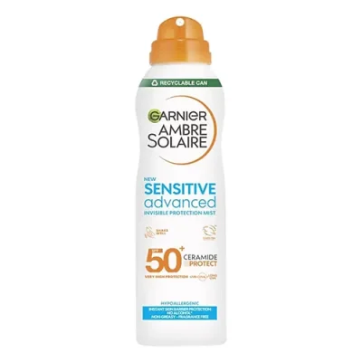 اسپری ضد آفتاب گارنیر SPF50 مدل SENSITIVE حجم 150 میل