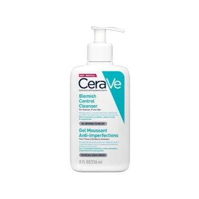 ژل شستشوی صورت سراوی فرانسه CeraVe مدل Blemish Control Cleanser حجم 236 میل ضدجوش و کنترل آکنه