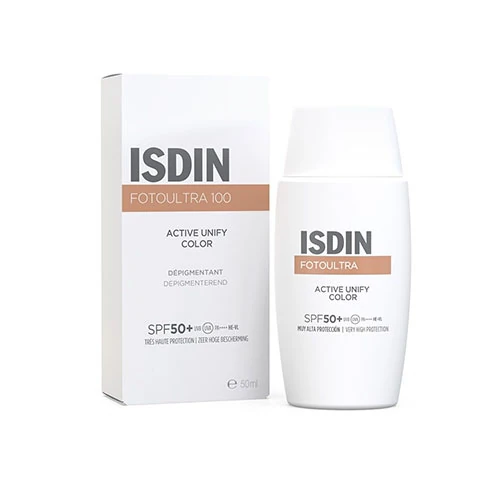 Isdin Fotoultra 100 Active Unify Color Fluid, 50 ml ضد آفتاب ضد لک اکتیو یونیفای ایزدین رنگی Isdin Fotoultra 100 Active Unify Color Fluid حجم 50 میل