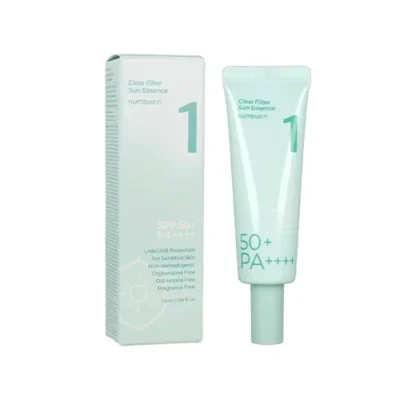 اسنس ضدآفتاب تسکین‌دهنده و روشن‌کننده SPF50+ شماره 1 نامبوزین Numbuzin No.1 Clear Filter Sun Essence حجم 50 میل