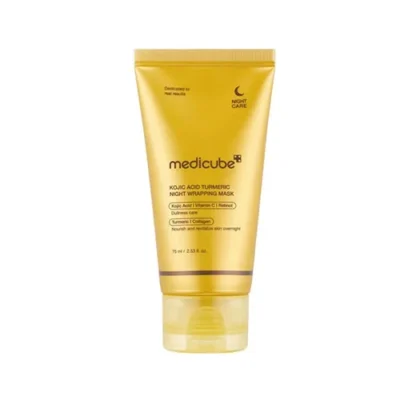 ماسک شب کوجیک اسید و زردچوبه مدی کیوب MEDICUBE Kojic Acid Turmeric Night Wrapping Mask حجم 75 میل