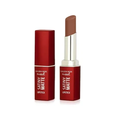 رژ لب جامد مات بادوام ساتینی گلدن رز Golden Rose مدل Satiny Matte رنگ Bare Nude شماره 01