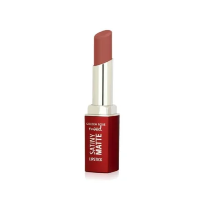 رژ لب جامد مات بادوام ساتینی گلدن رز Golden Rose مدل Satiny Matte رنگ Nude Rose شماره 03