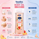 روغن بدن ژلی وازلین مدل Vaseline Intensive Care Peach Vitamin B3 Body Oil حجم 200 میل