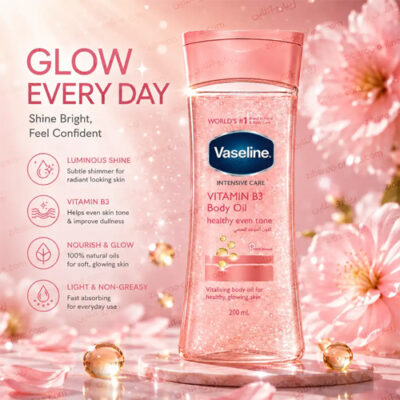 روغن بدن ژلی وازلین مدل Vaseline Intensive Care VITAMIN B3 Body Oil حجم 200 میل