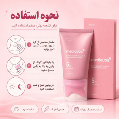كرم گواشا مدي كيوب مناسب صورت و گردن فرم دهنده و جوانساز حاوي PDRN و كلاژن medicube pdrn collagen gua sha neck wrinkle cream reviews حجم 90 ميل