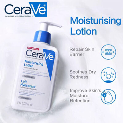 کرم مرطوب کننده سراوی لوشن فرانسه CeraVe Moisturising Lotion حاوی سرامید و اسید هیالورونیک حجم 473 میل