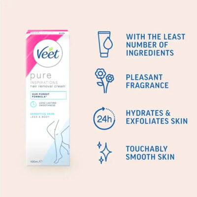 کرم موبر بدن ویت مناسب پوست حساس veet pure skin حجم 100 میل