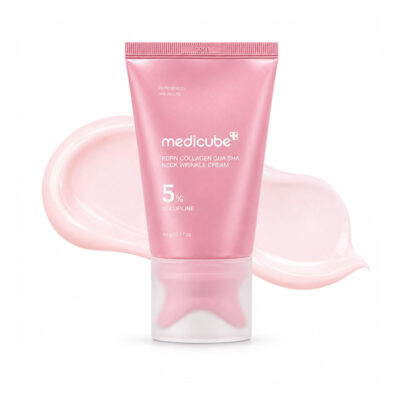 كرم گواشا مدي كيوب مناسب صورت و گردن فرم دهنده و جوانساز حاوي PDRN و كلاژن medicube pdrn collagen gua sha neck wrinkle cream reviews حجم 90 ميل