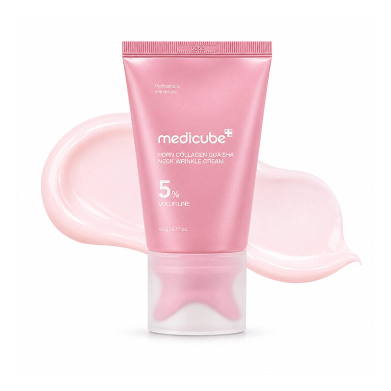 كرم گواشا مدي كيوب مناسب صورت و گردن فرم دهنده و جوانساز حاوي PDRN و كلاژن medicube pdrn collagen gua sha neck wrinkle cream reviews حجم 90 ميل